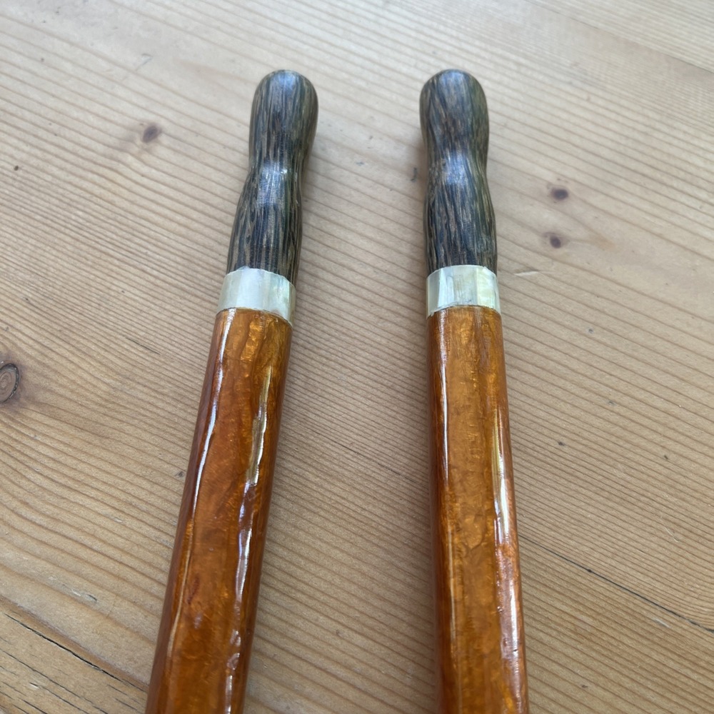hand-carved wooden salad servers inlaid with mother of pearl handles New - Picture 4 of 6